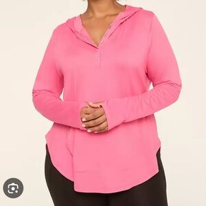 Lane Bryant Venezia Pink Hooded Snap-Front Top